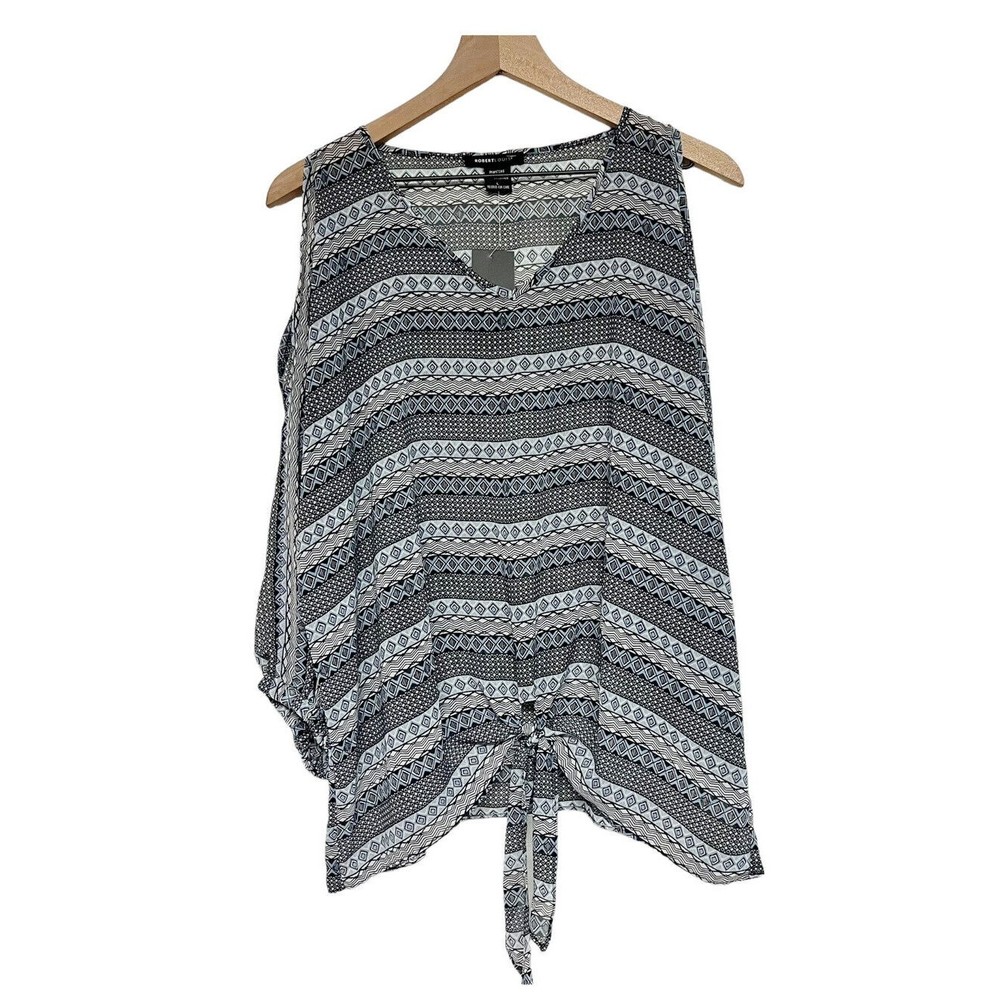 NWT Robert Louis Aztec Stripe Cold Shoulder Blouse Womens Size Large V-Neck
